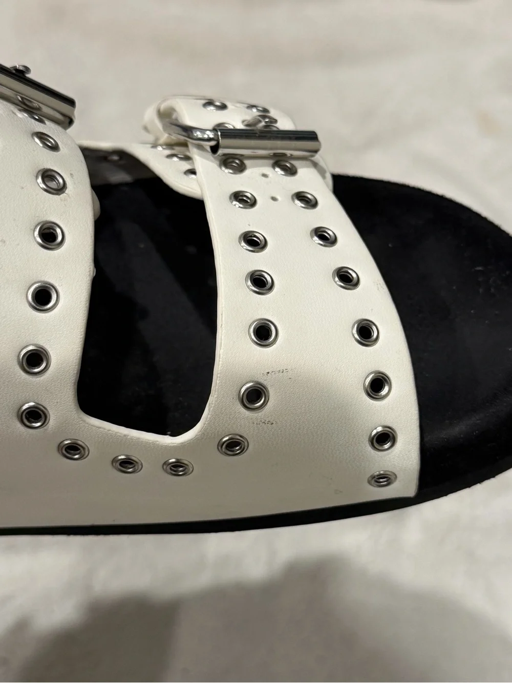 MIA White Studded Double Buckle Slide Sandals Women's Size 8.5 Moto
